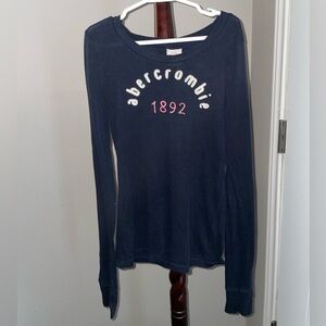 Abercrombie Kids Navy Long Sleeve Logo Tee 1892
